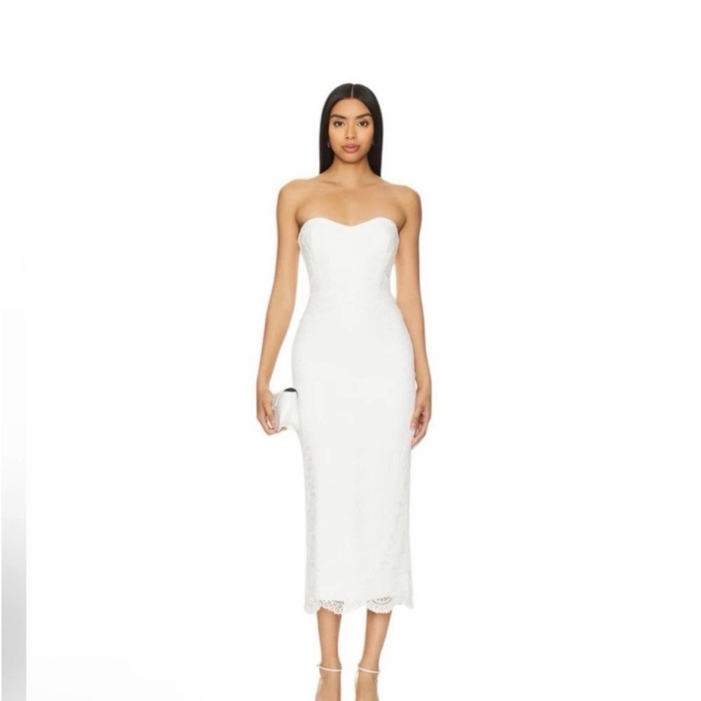 Bardot White Strapless lace Dress